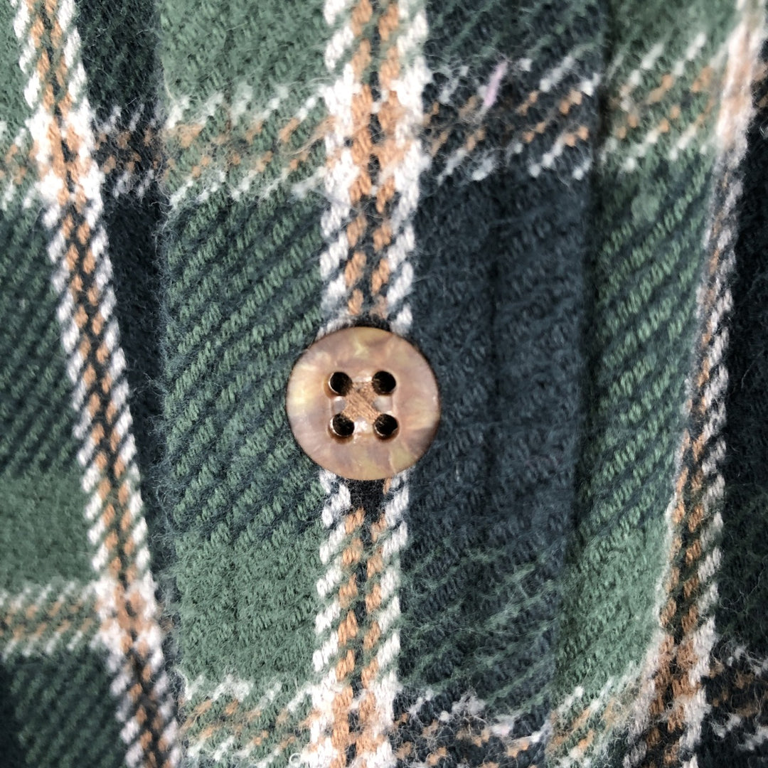 Vintage 1990'S St. John's Bay long-sleeved heavy flannel check shirt, size L, men's cotton Green type dark green Vintage Second Hand