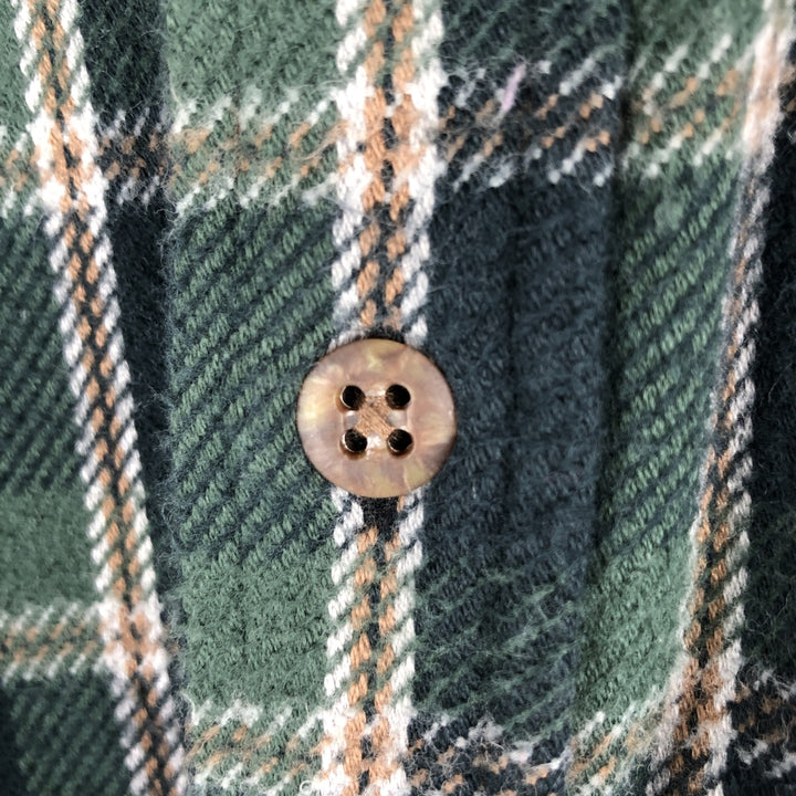 Vintage 1990'S St. John's Bay long-sleeved heavy flannel check shirt, size L, men's cotton Green type dark green Vintage Second Hand