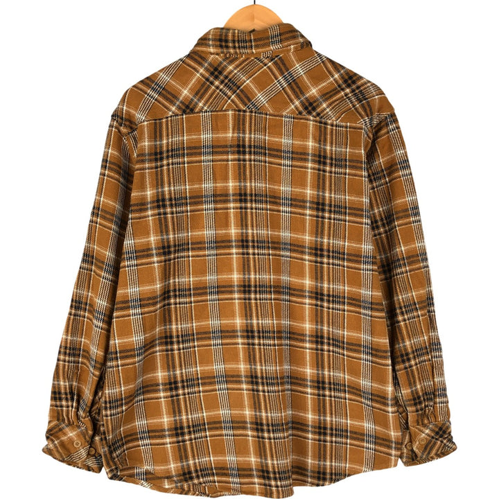 Dickies Long Sleeve Flannel Check Shirt, Men's Size L cotton ocher yellow type Vintage Second Hand