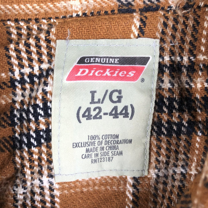 Dickies Long Sleeve Flannel Check Shirt, Men's Size L cotton ocher yellow type Vintage Second Hand