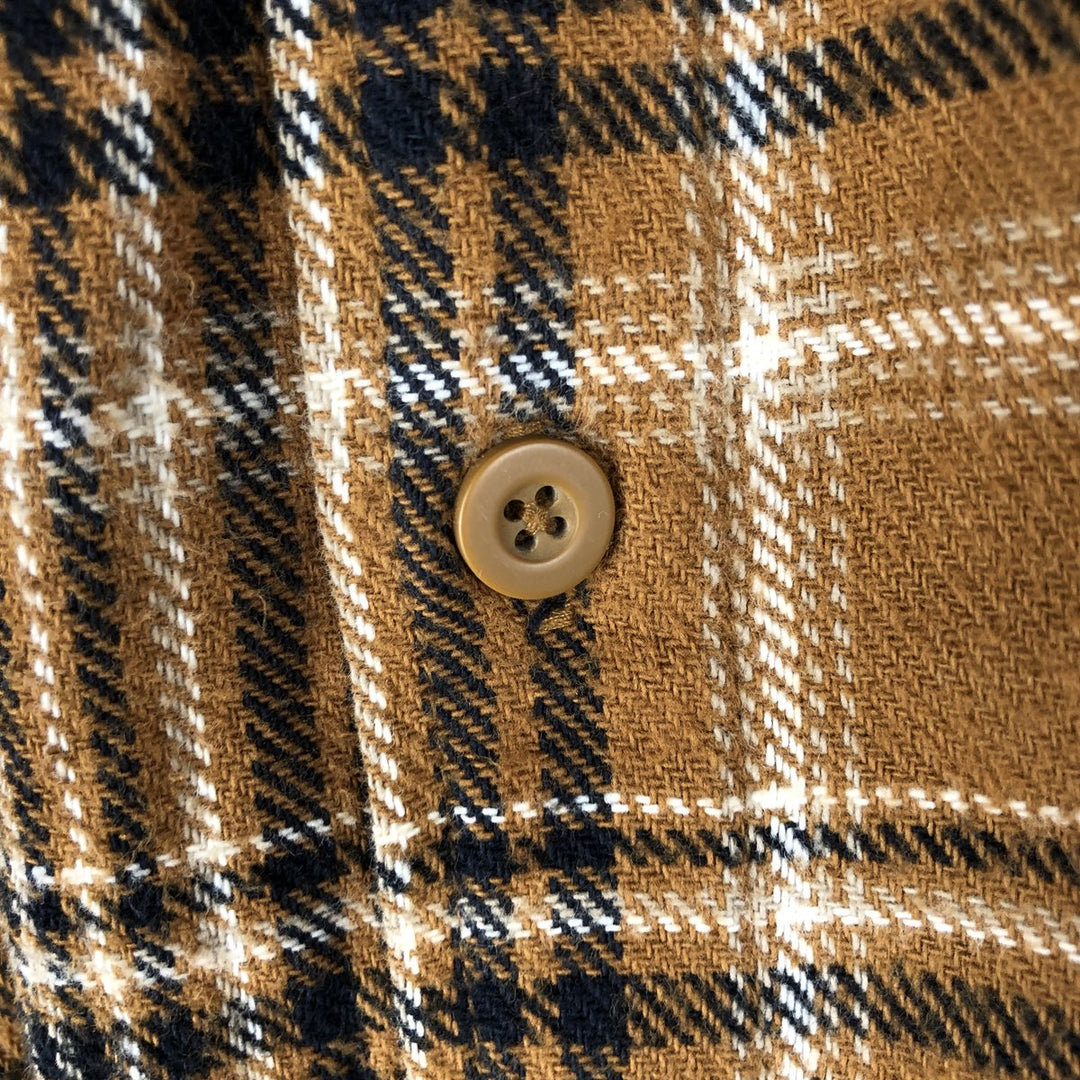 Dickies Long Sleeve Flannel Check Shirt, Men's Size L cotton ocher yellow type Vintage Second Hand