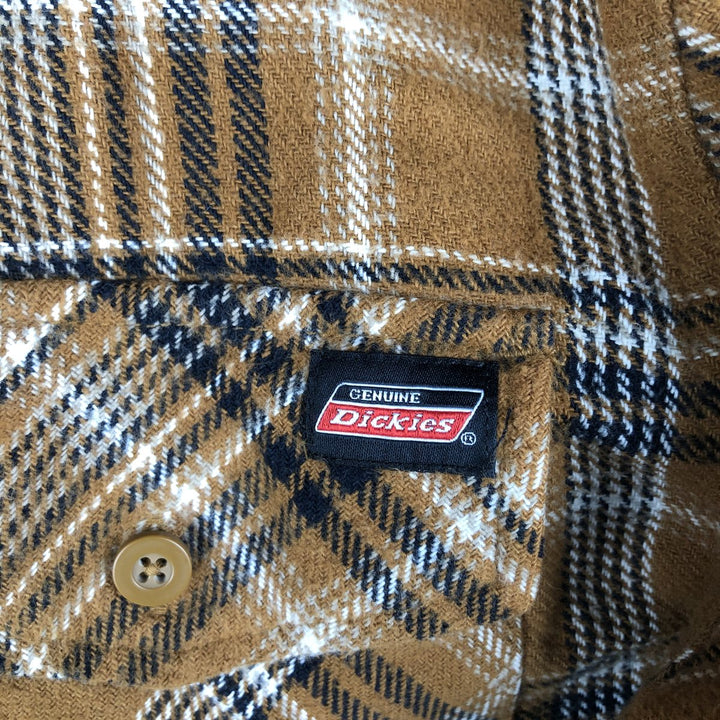 Dickies Long Sleeve Flannel Check Shirt, Men's Size L cotton ocher yellow type Vintage Second Hand