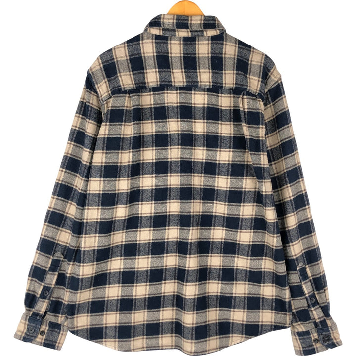 2000'S WOOLRICH Long Sleeve Flannel Check Shirt, Men's Size L cotton Beige type Vintage Second Hand