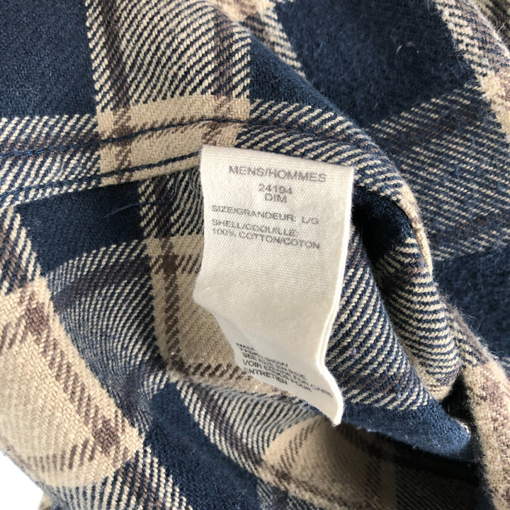 2000'S WOOLRICH Long Sleeve Flannel Check Shirt, Men's Size L cotton Beige type Vintage Second Hand