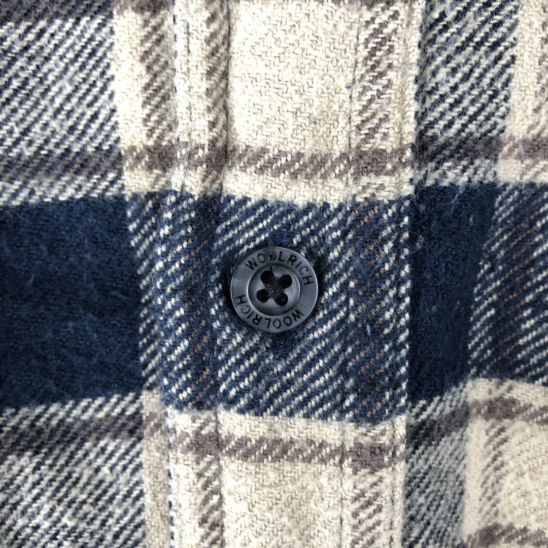 2000'S WOOLRICH Long Sleeve Flannel Check Shirt, Men's Size L cotton Beige type Vintage Second Hand