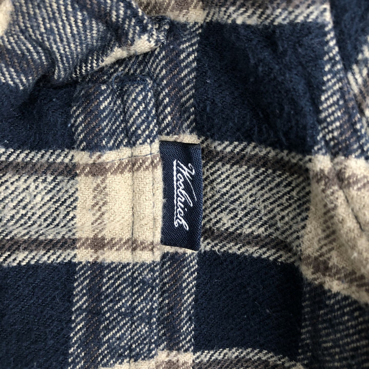2000'S WOOLRICH Long Sleeve Flannel Check Shirt, Men's Size L cotton Beige type Vintage Second Hand