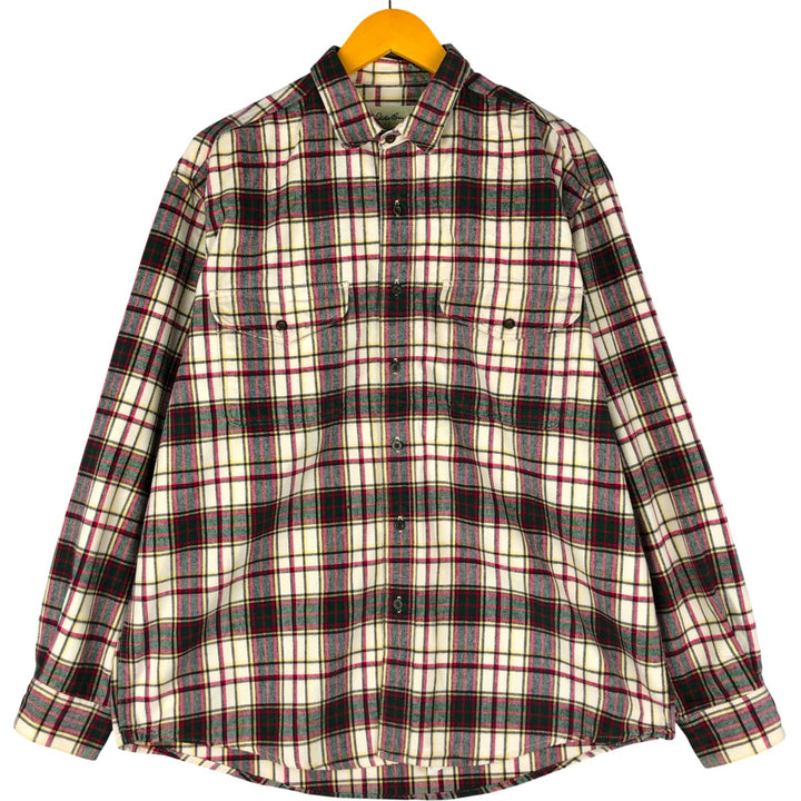 2000'S Eddie Bauer long-sleeved flannel check shirt, men's size L cotton white type Vintage Second Hand