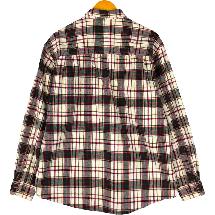2000'S Eddie Bauer long-sleeved flannel check shirt, men's size L cotton white type Vintage Second Hand