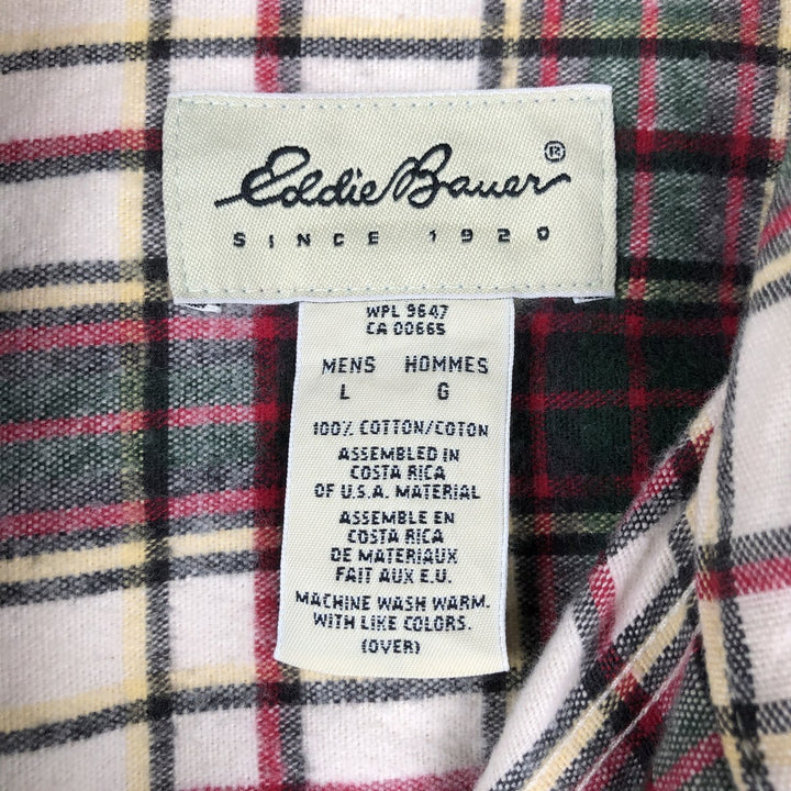 2000'S Eddie Bauer long-sleeved flannel check shirt, men's size L cotton white type Vintage Second Hand