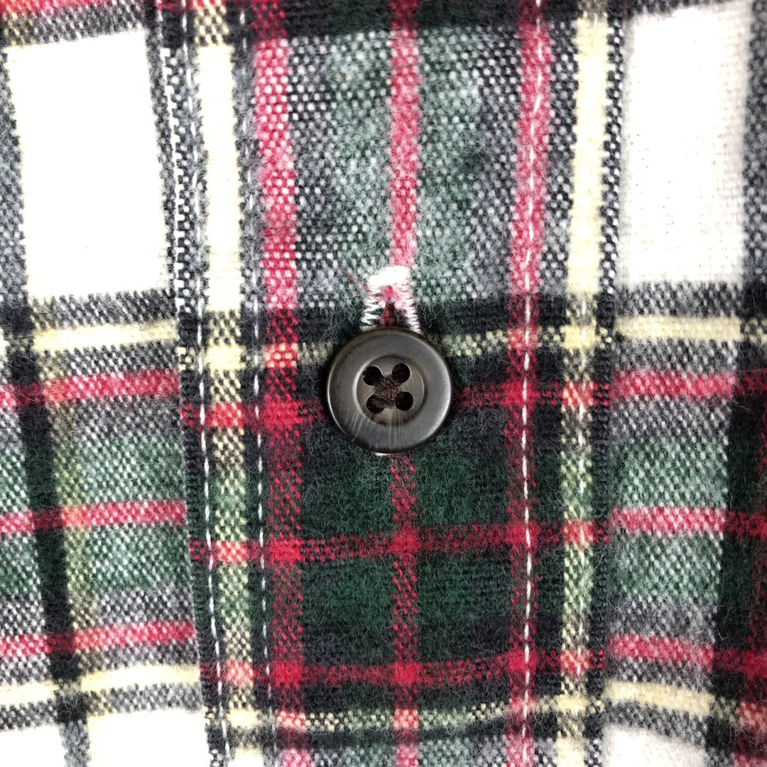 2000'S Eddie Bauer long-sleeved flannel check shirt, men's size L cotton white type Vintage Second Hand