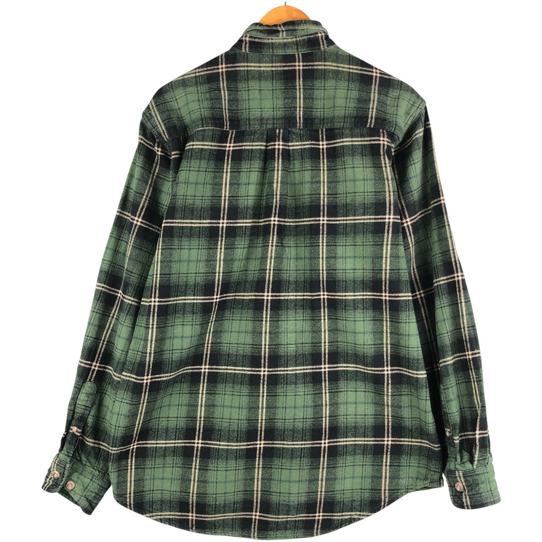 FIELD AND STREAM Long Sleeve Flannel Check Shirt, Men's Size L cotton Green type dark green Vintage Second Hand