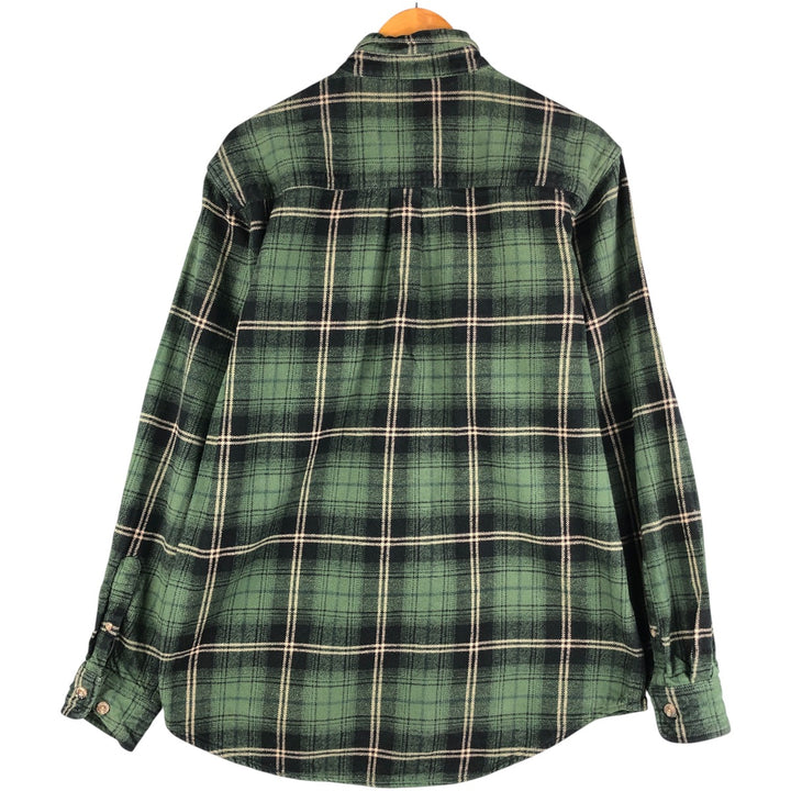 FIELD AND STREAM Long Sleeve Flannel Check Shirt, Men's Size L cotton Green type dark green Vintage Second Hand