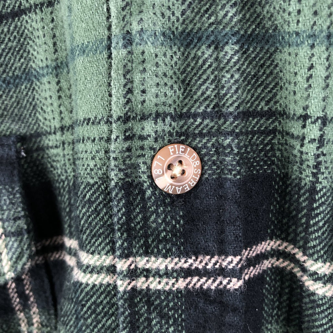 FIELD AND STREAM Long Sleeve Flannel Check Shirt, Men's Size L cotton Green type dark green Vintage Second Hand
