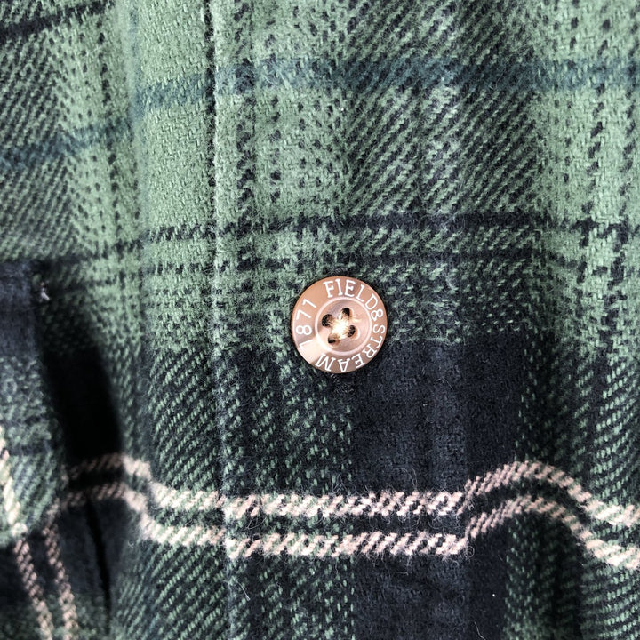 FIELD AND STREAM Long Sleeve Flannel Check Shirt, Men's Size L cotton Green type dark green Vintage Second Hand