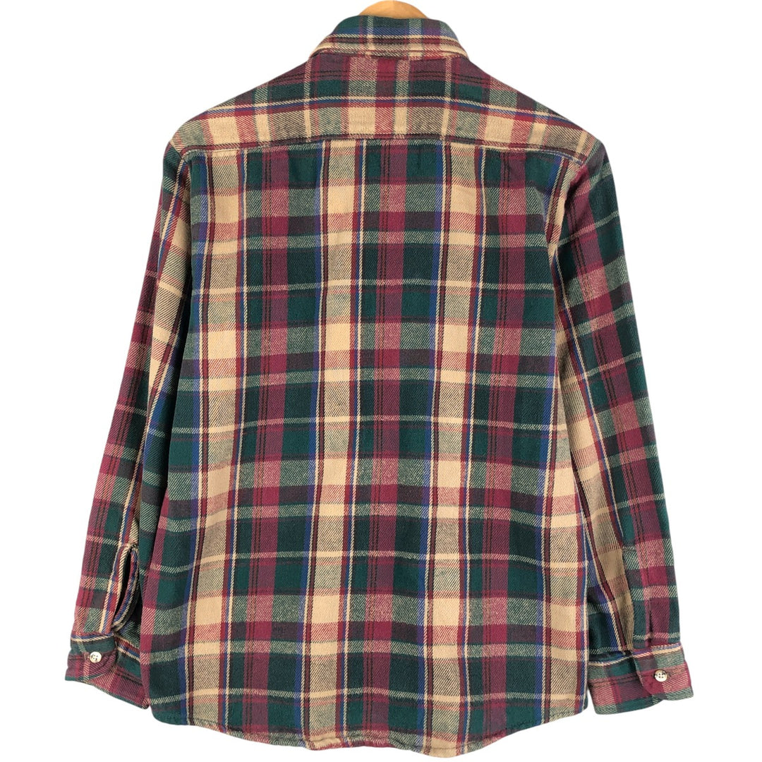 90'S Five Brother Long Sleeve Flannel Check Shirt Men's M Size Vintage unclear green type Vintage Second Hand