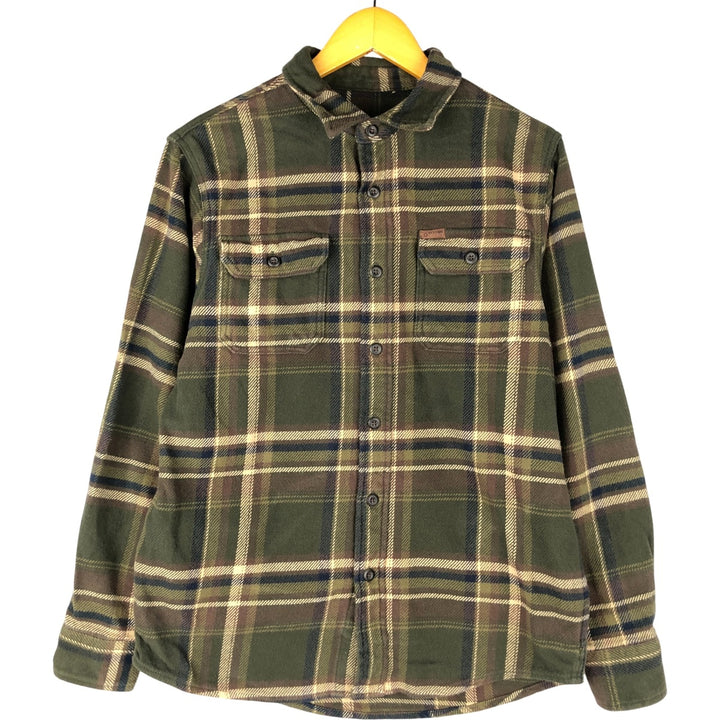 Orvis long-sleeved flannel check shirt, men's size S cotton Khaki type sage green Vintage Second Hand