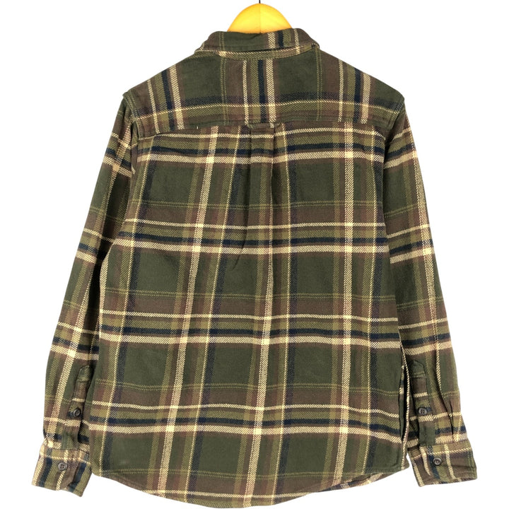 Orvis long-sleeved flannel check shirt, men's size S cotton Khaki type sage green Vintage Second Hand