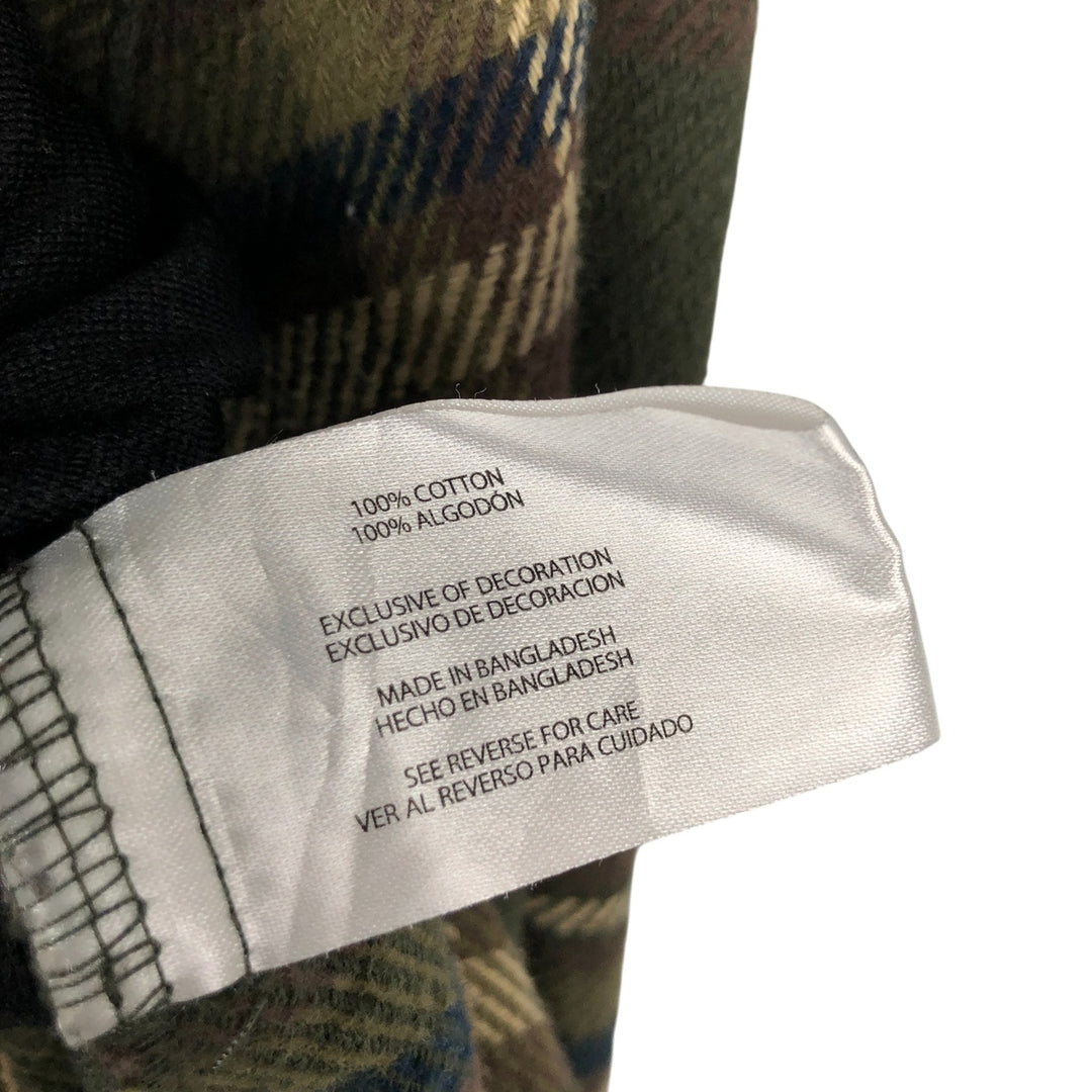 Orvis long-sleeved flannel check shirt, men's size S cotton Khaki type sage green Vintage Second Hand