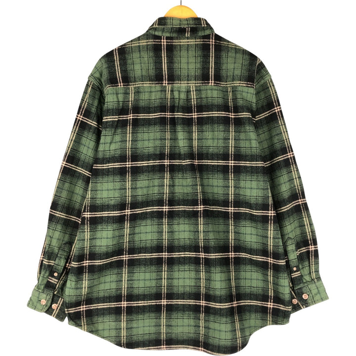 FIELD and STREAM ombre check long sleeve flannel check shirt, men's XL size cotton green type Vintage Second Hand