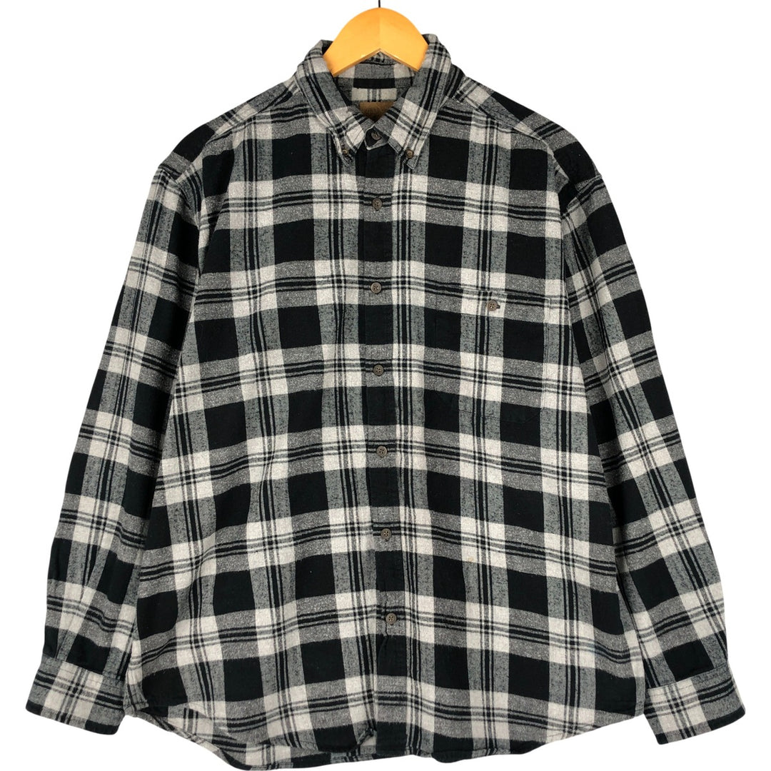 Faded Glory Men's Long Sleeve Button-Down Flannel Check Shirt, Size XL cotton gray type Vintage Second Hand