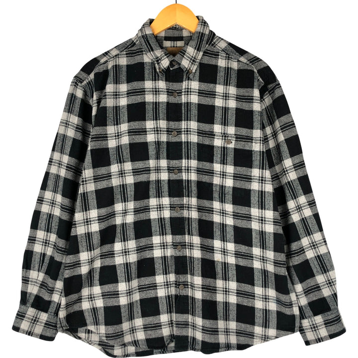 Faded Glory Men's Long Sleeve Button-Down Flannel Check Shirt, Size XL cotton gray type Vintage Second Hand