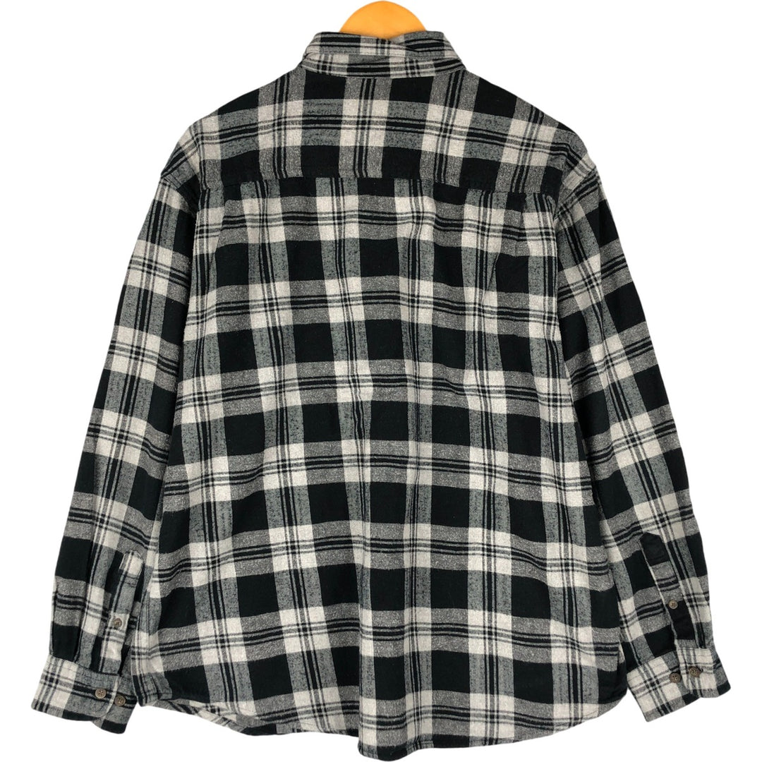 Faded Glory Men's Long Sleeve Button-Down Flannel Check Shirt, Size XL cotton gray type Vintage Second Hand