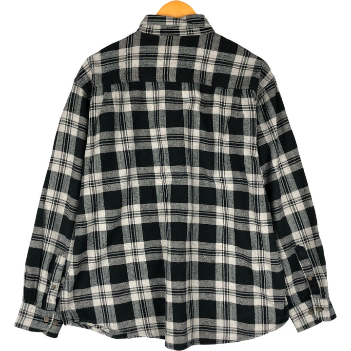 Faded Glory Men's Long Sleeve Button-Down Flannel Check Shirt, Size XL cotton gray type Vintage Second Hand