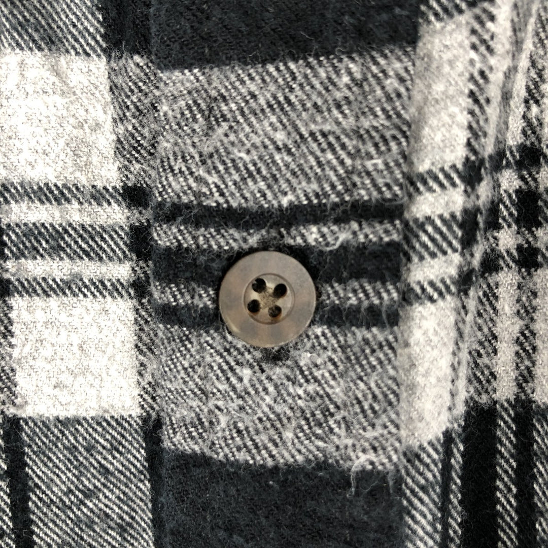 Faded Glory Men's Long Sleeve Button-Down Flannel Check Shirt, Size XL cotton gray type Vintage Second Hand