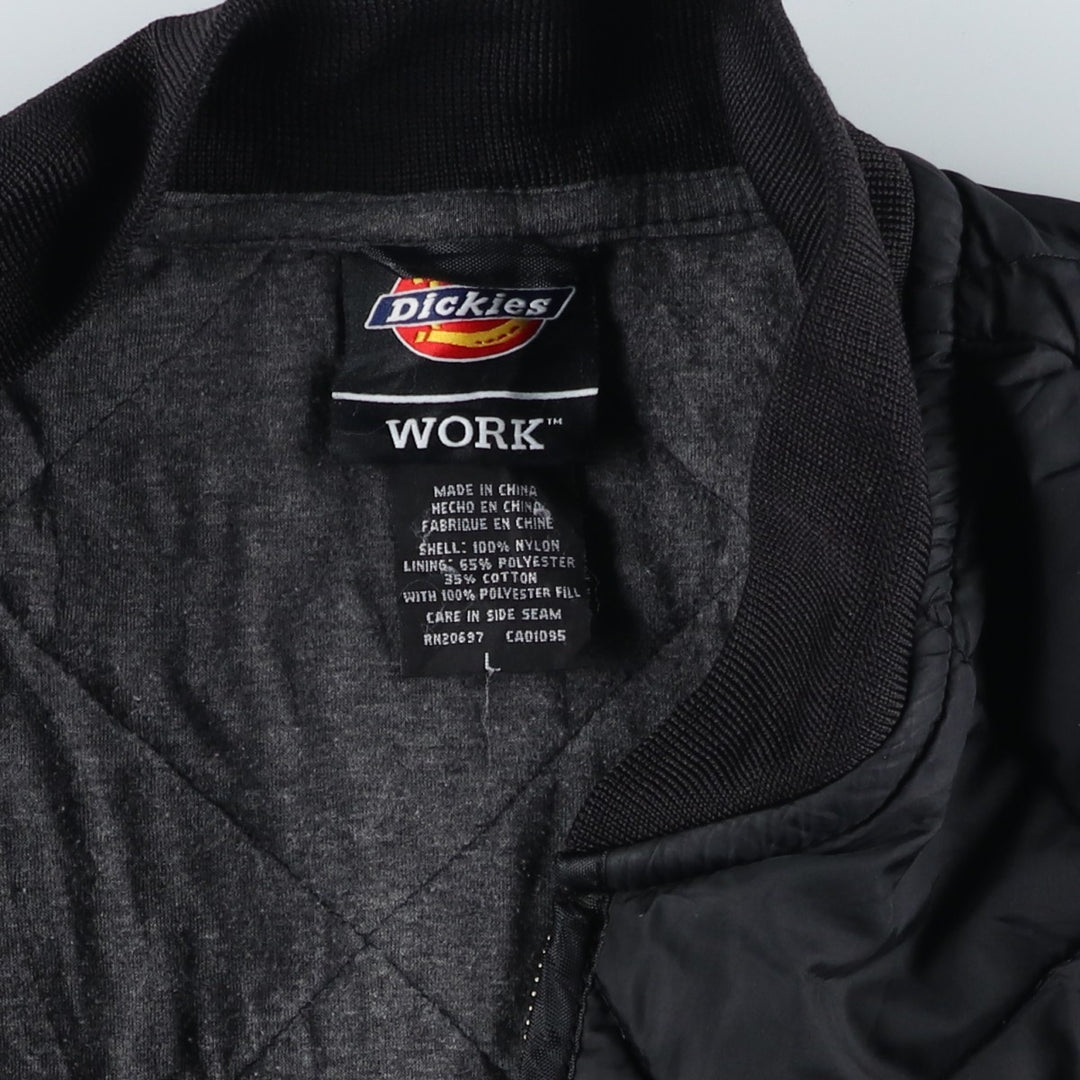 Dickies WORK quilted vest, men's size L Nylon black type Vintage Second Hand