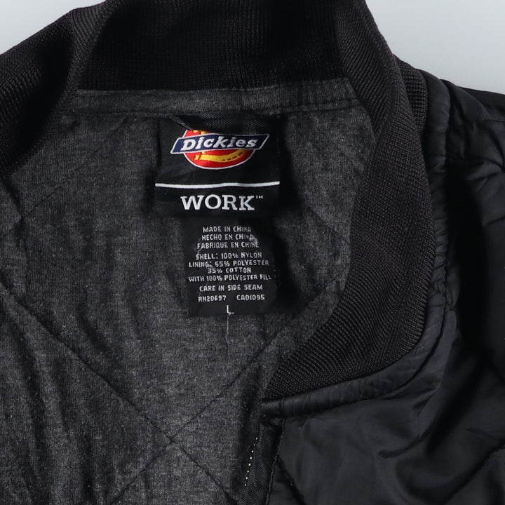 Dickies WORK quilted vest, men's size L Nylon black type Vintage Second Hand