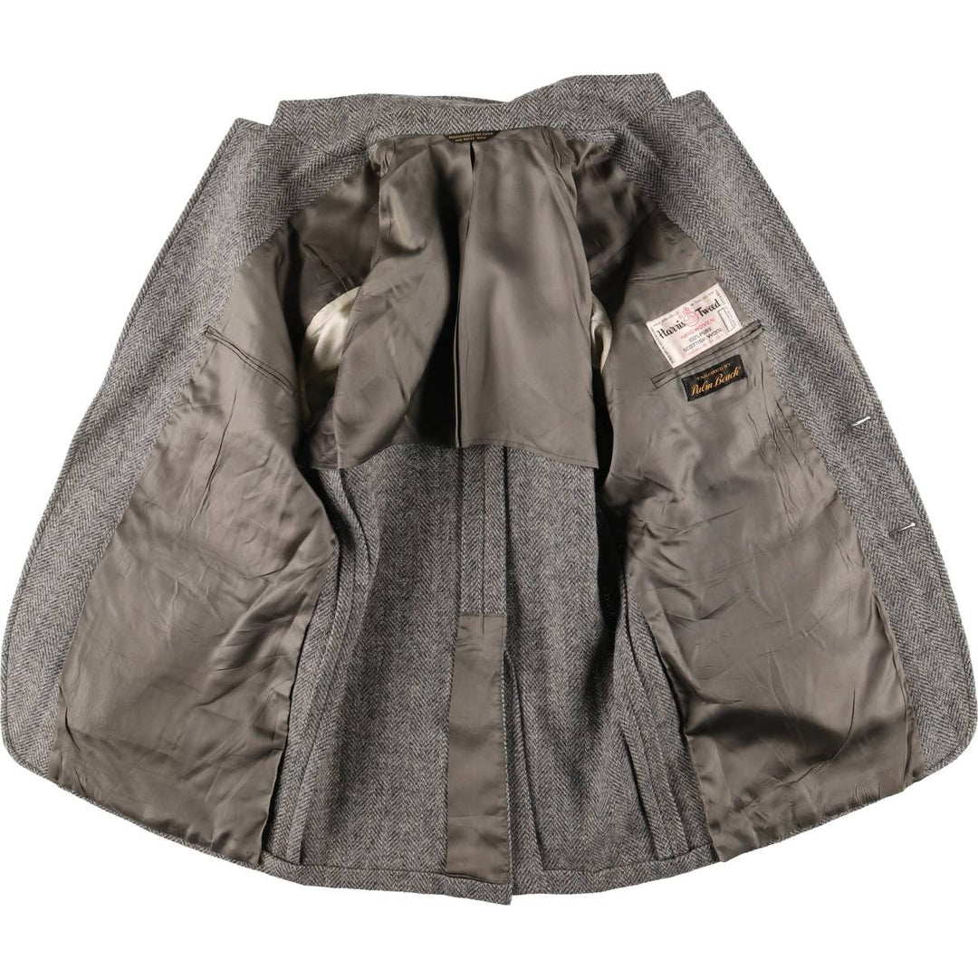 Vintage 1980s-1990'S Palm Beach Harris Tweed wool tailored jacket, made in the USA, size M. wool gray type Vintage Second Hand