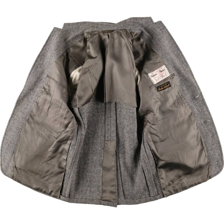 Vintage 1980s-1990'S Palm Beach Harris Tweed wool tailored jacket, made in the USA, size M. wool gray type Vintage Second Hand