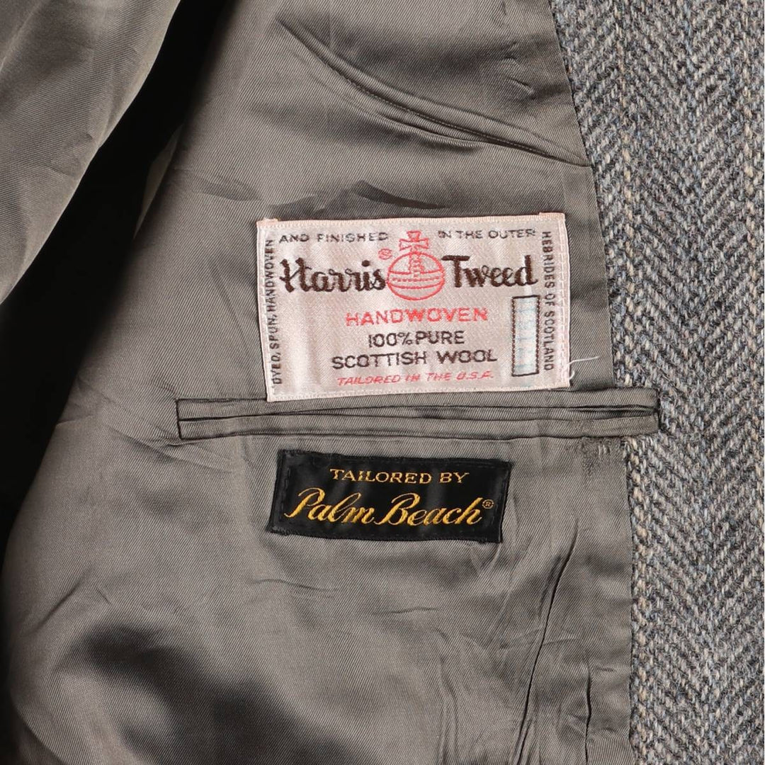 Vintage 1980s-1990'S Palm Beach Harris Tweed wool tailored jacket, made in the USA, size M. wool gray type Vintage Second Hand