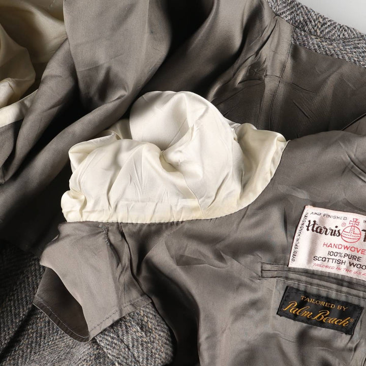 Vintage 1980s-1990'S Palm Beach Harris Tweed wool tailored jacket, made in the USA, size M. wool gray type Vintage Second Hand