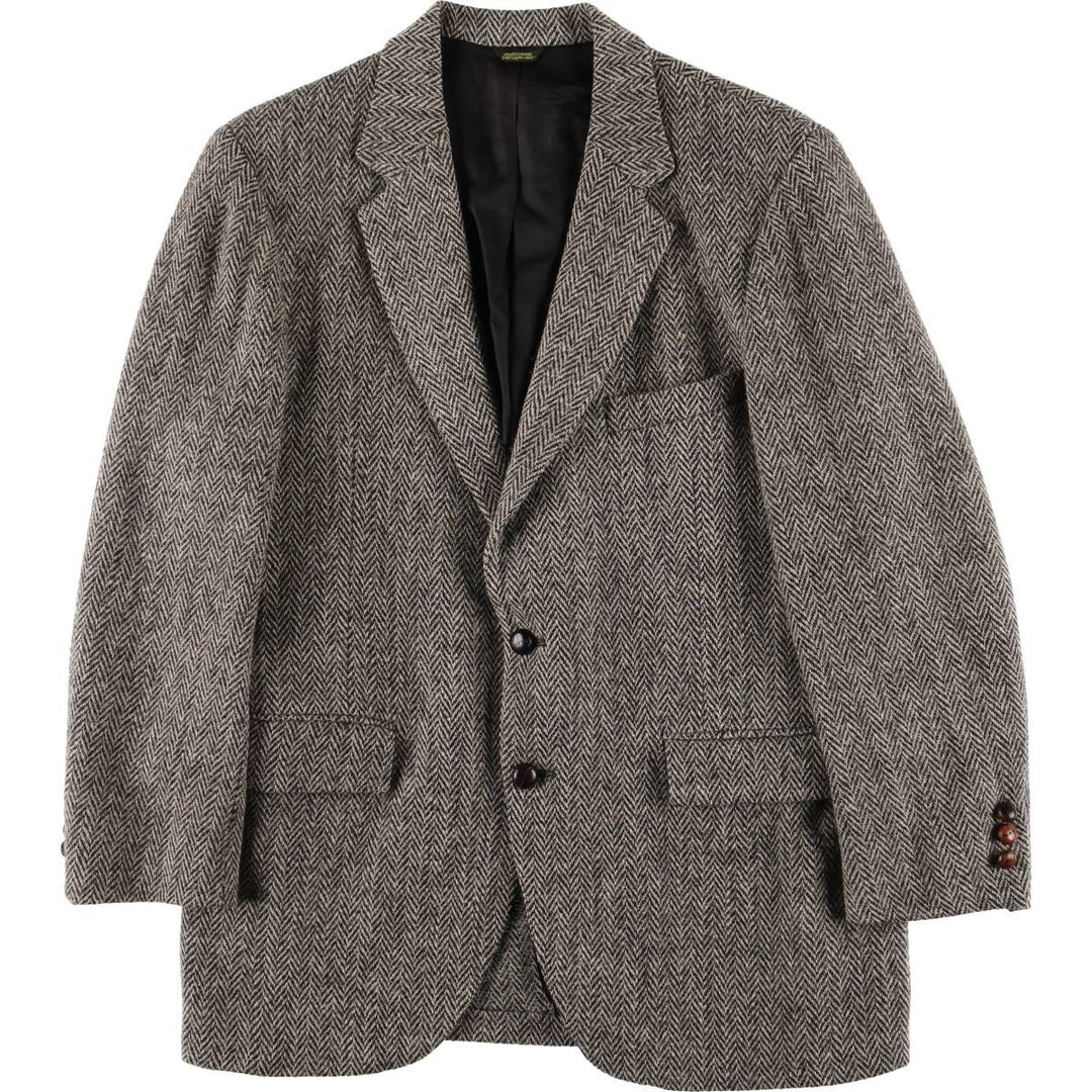 Vintage Harris Tweed herringbone wool tailored jacket from the 1980'S to 1990s, made in the USA, size M. wool gray type Vintage Second Hand