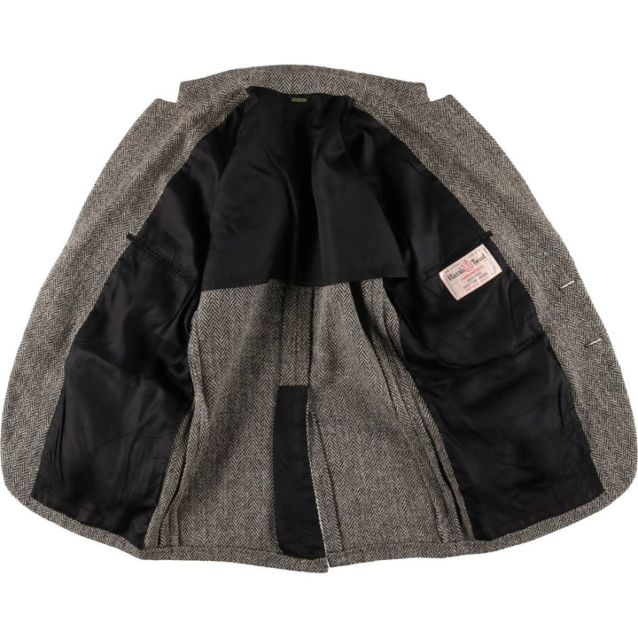 Vintage Harris Tweed herringbone wool tailored jacket from the 1980'S to 1990s, made in the USA, size M. wool gray type Vintage Second Hand