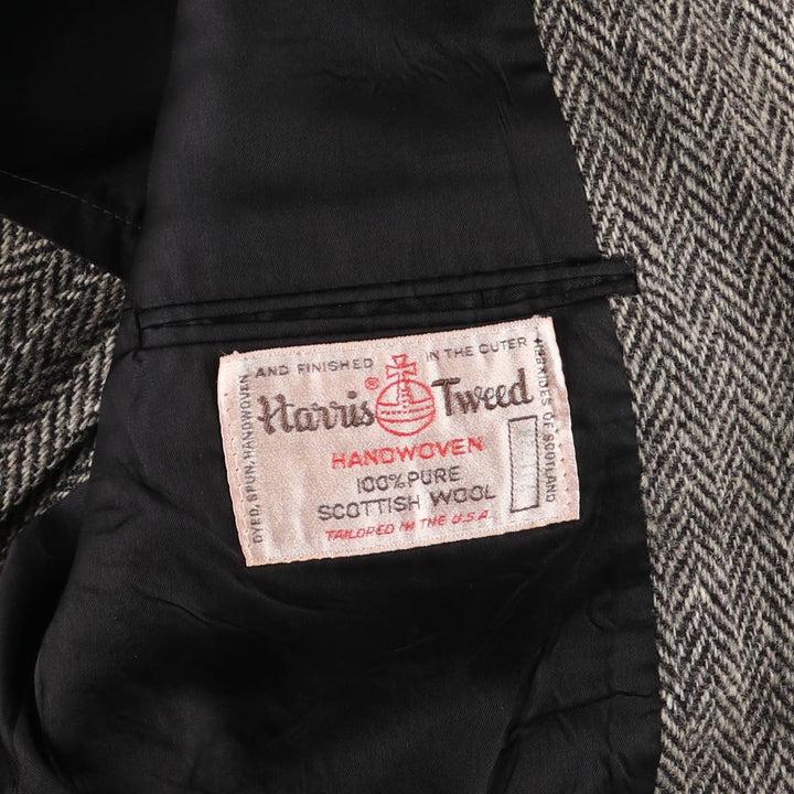 Vintage Harris Tweed herringbone wool tailored jacket from the 1980'S to 1990s, made in the USA, size M. wool gray type Vintage Second Hand
