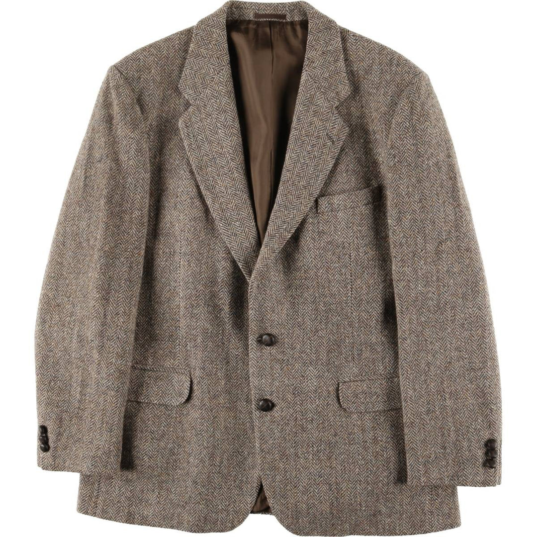 St. Michael Harris Tweed Herringbone Wool Tailored Jacket, Made in England, Men's Size Medium wool Beige type Vintage Second Hand