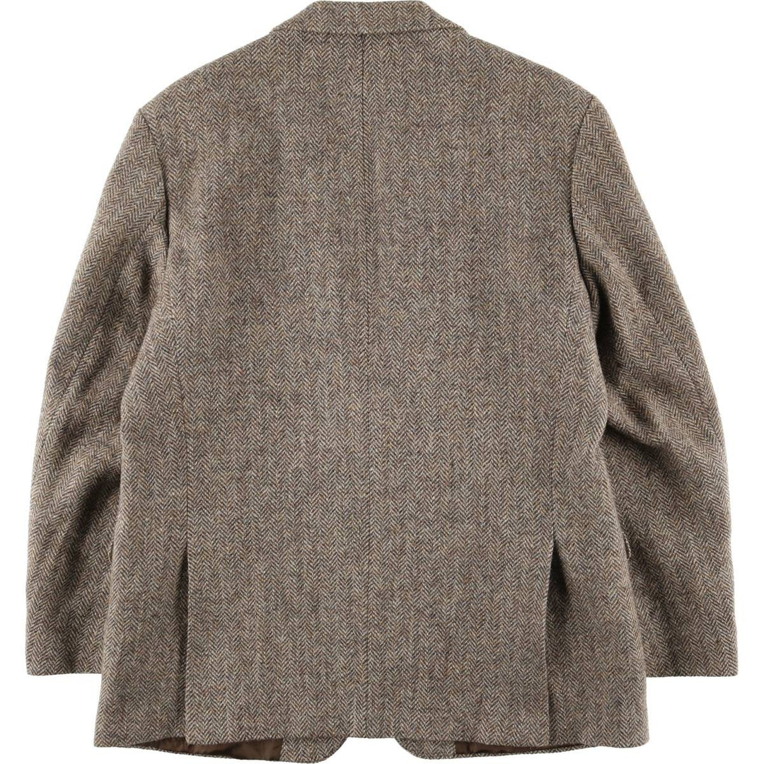 St. Michael Harris Tweed Herringbone Wool Tailored Jacket, Made in England, Men's Size Medium wool Beige type Vintage Second Hand