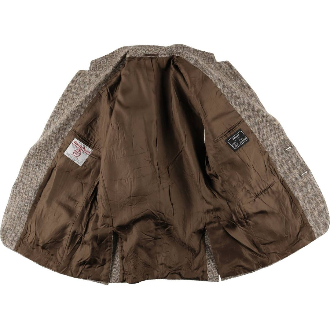 St. Michael Harris Tweed Herringbone Wool Tailored Jacket, Made in England, Men's Size Medium wool Beige type Vintage Second Hand