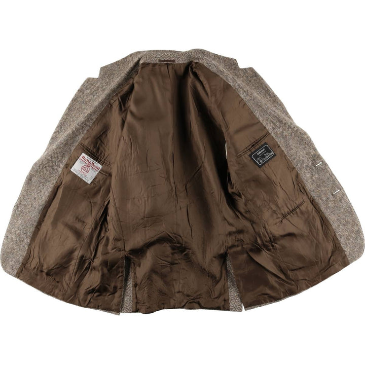 St. Michael Harris Tweed Herringbone Wool Tailored Jacket, Made in England, Men's Size Medium wool Beige type Vintage Second Hand