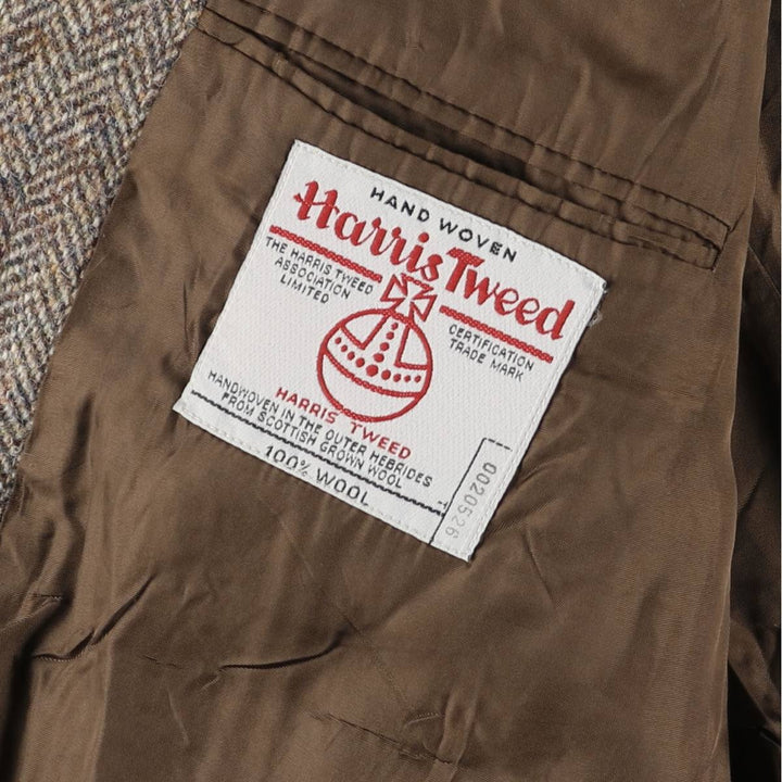 St. Michael Harris Tweed Herringbone Wool Tailored Jacket, Made in England, Men's Size Medium wool Beige type Vintage Second Hand