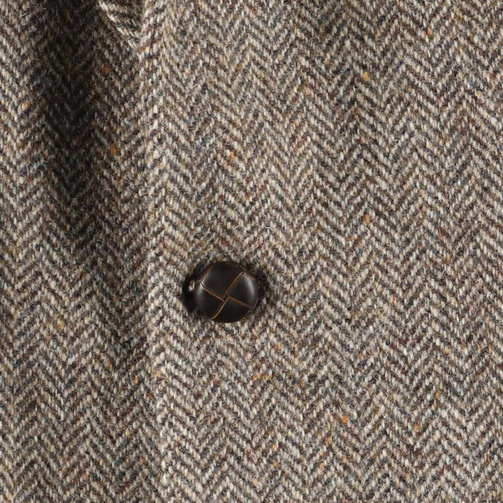 St. Michael Harris Tweed Herringbone Wool Tailored Jacket, Made in England, Men's Size Medium wool Beige type Vintage Second Hand