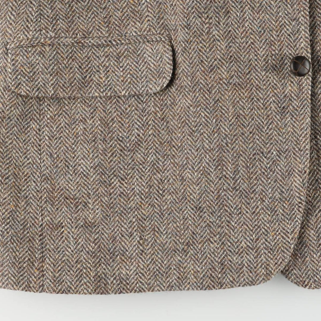 St. Michael Harris Tweed Herringbone Wool Tailored Jacket, Made in England, Men's Size Medium wool Beige type Vintage Second Hand