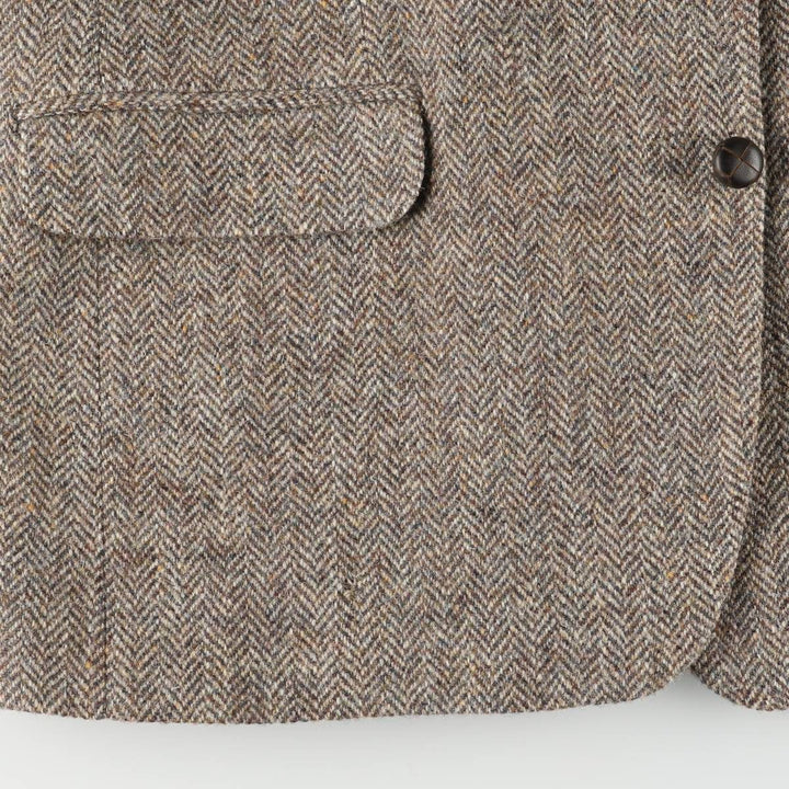 St. Michael Harris Tweed Herringbone Wool Tailored Jacket, Made in England, Men's Size Medium wool Beige type Vintage Second Hand