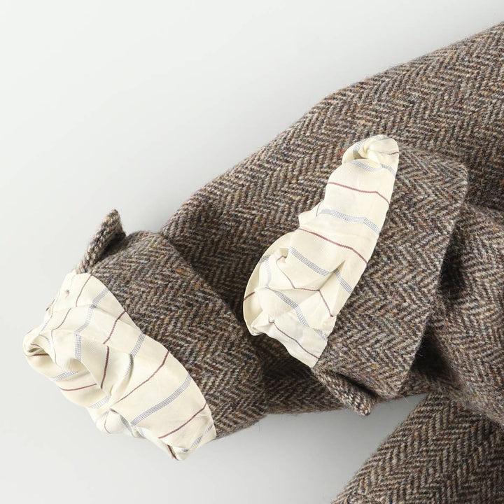 St. Michael Harris Tweed Herringbone Wool Tailored Jacket, Made in England, Men's Size Medium wool Beige type Vintage Second Hand