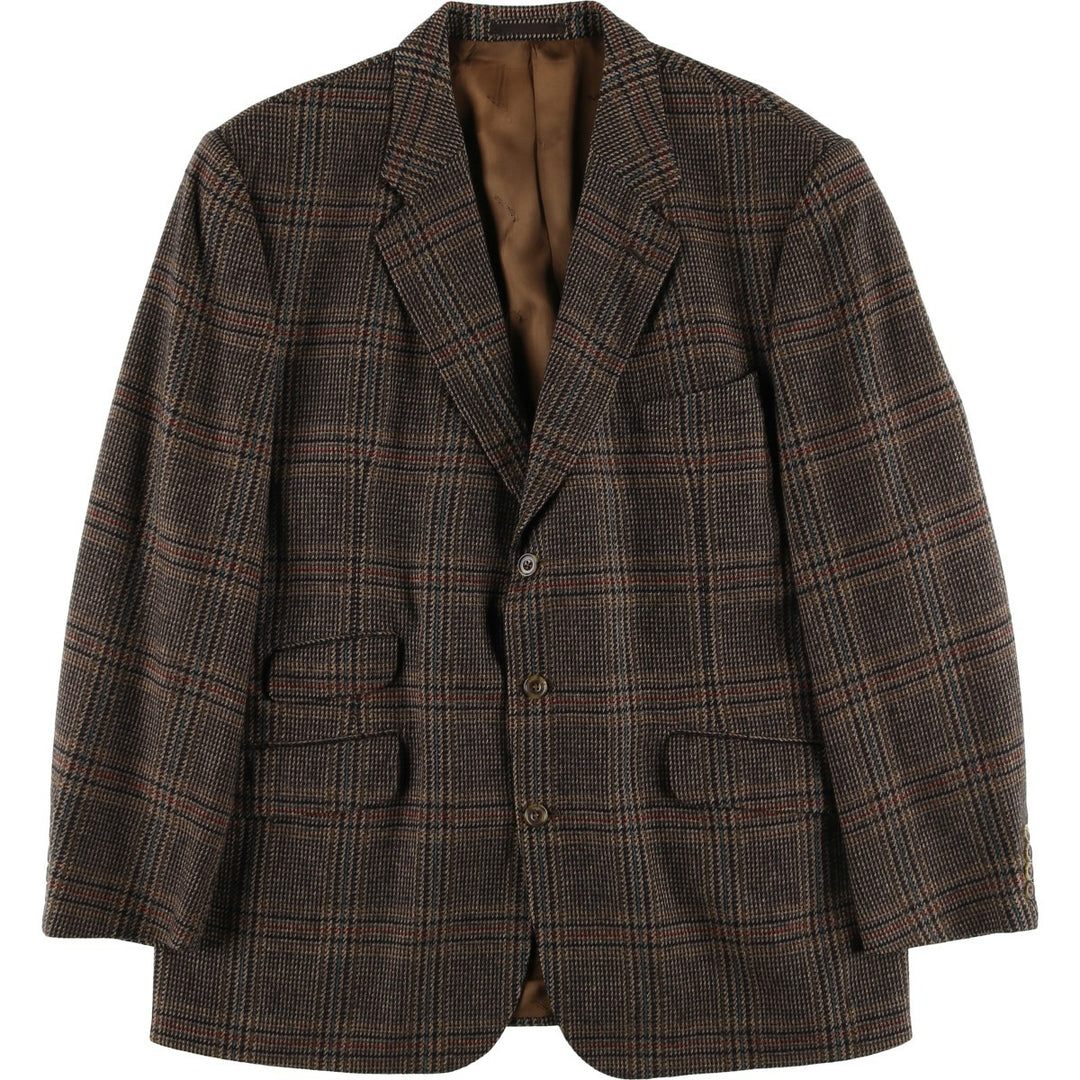 Aquascutum Check Pattern Wool Tailored Jacket, Made in England, Men's Size XL, Vintage wool brown type Vintage Second Hand