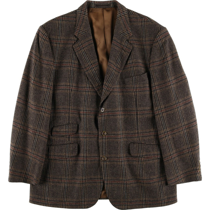 Aquascutum Check Pattern Wool Tailored Jacket, Made in England, Men's Size XL, Vintage wool brown type Vintage Second Hand