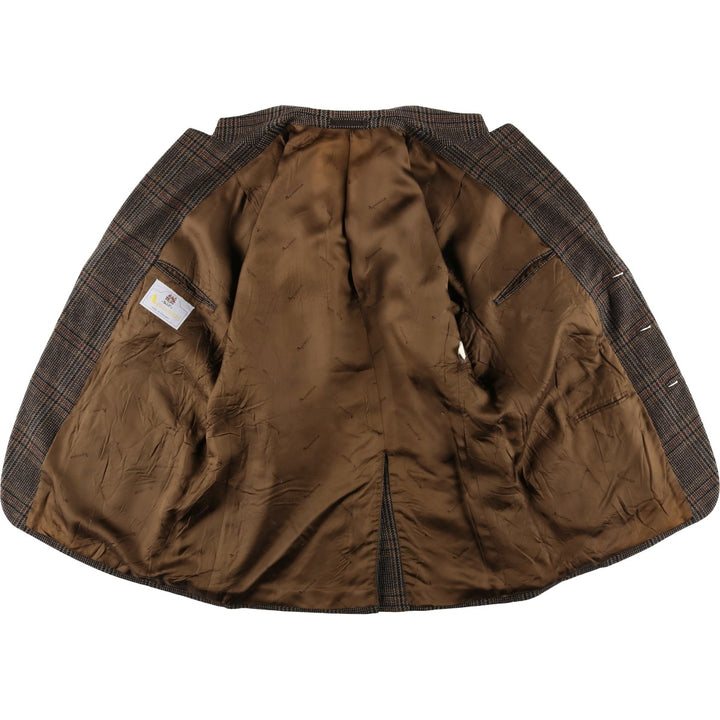 Aquascutum Check Pattern Wool Tailored Jacket, Made in England, Men's Size XL, Vintage wool brown type Vintage Second Hand