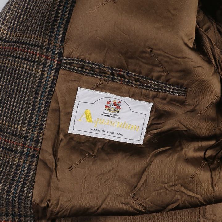 Aquascutum Check Pattern Wool Tailored Jacket, Made in England, Men's Size XL, Vintage wool brown type Vintage Second Hand